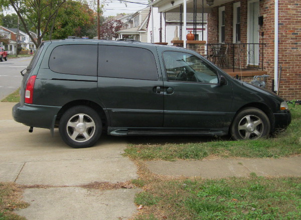 van on sidewalk, Charles St