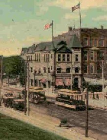Trolleys in Railroad Square, Asbury Park, New Jersey