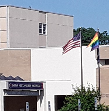 Gay Pride flag at Alexandria, Va., Hospital 1 June 2022