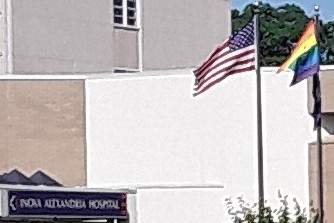 Gay Pride flag at Alexandria Hospital