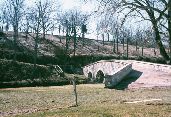 Looking across Burnside Bridge toward the heights that were held by the Confederates