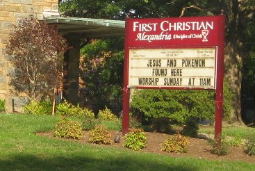 Jesus and Pokemon church sign