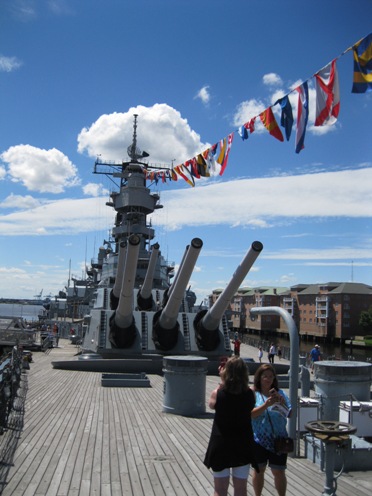 Battleship Wisconsin, looking aft from the bow