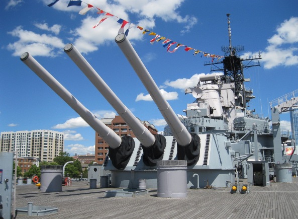 Battleship Wisconsin, looking forward from the stern